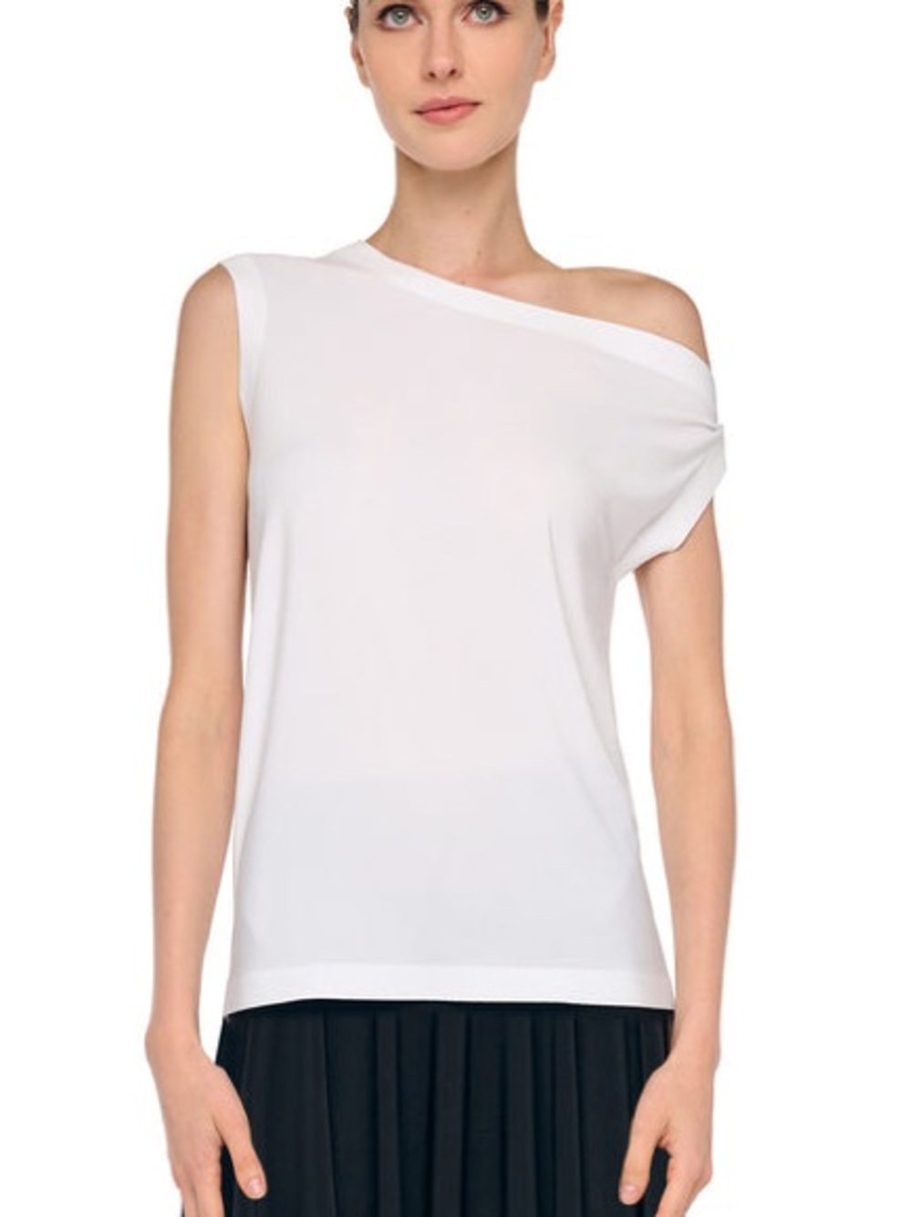 Norma Kamali Draped Shoulder Top in White